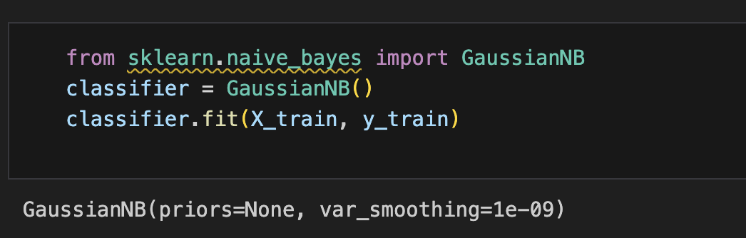 Table 2: Naive Bayes Model